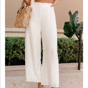 MY EXCITING NEWS WHITE FRINGE FLARE PANTS